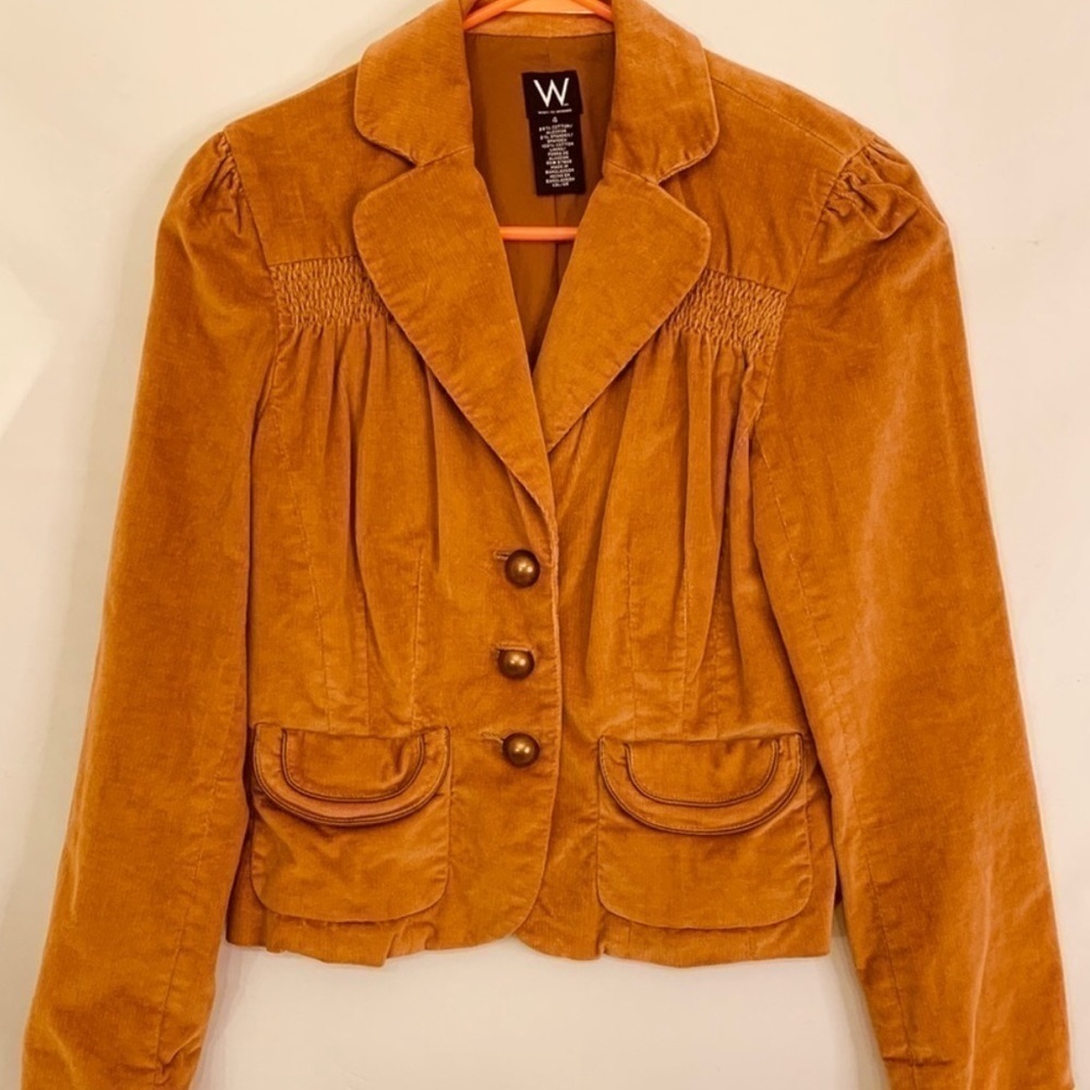 Vintage Golden 3-Button Worked-to-Weekend Jacket: Size 4 80s Style.